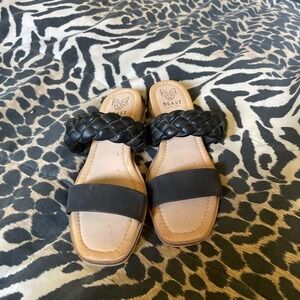 Womens Beast Fashion Braided Black Slip On Sandals‎ Slides Casual Sz 7